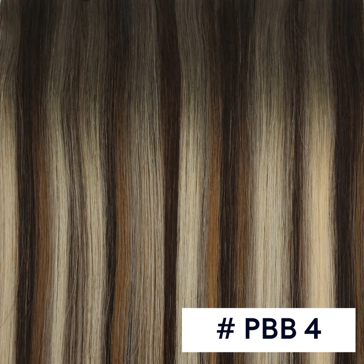 hair extension rooted neutral brown with bright blonde highlights