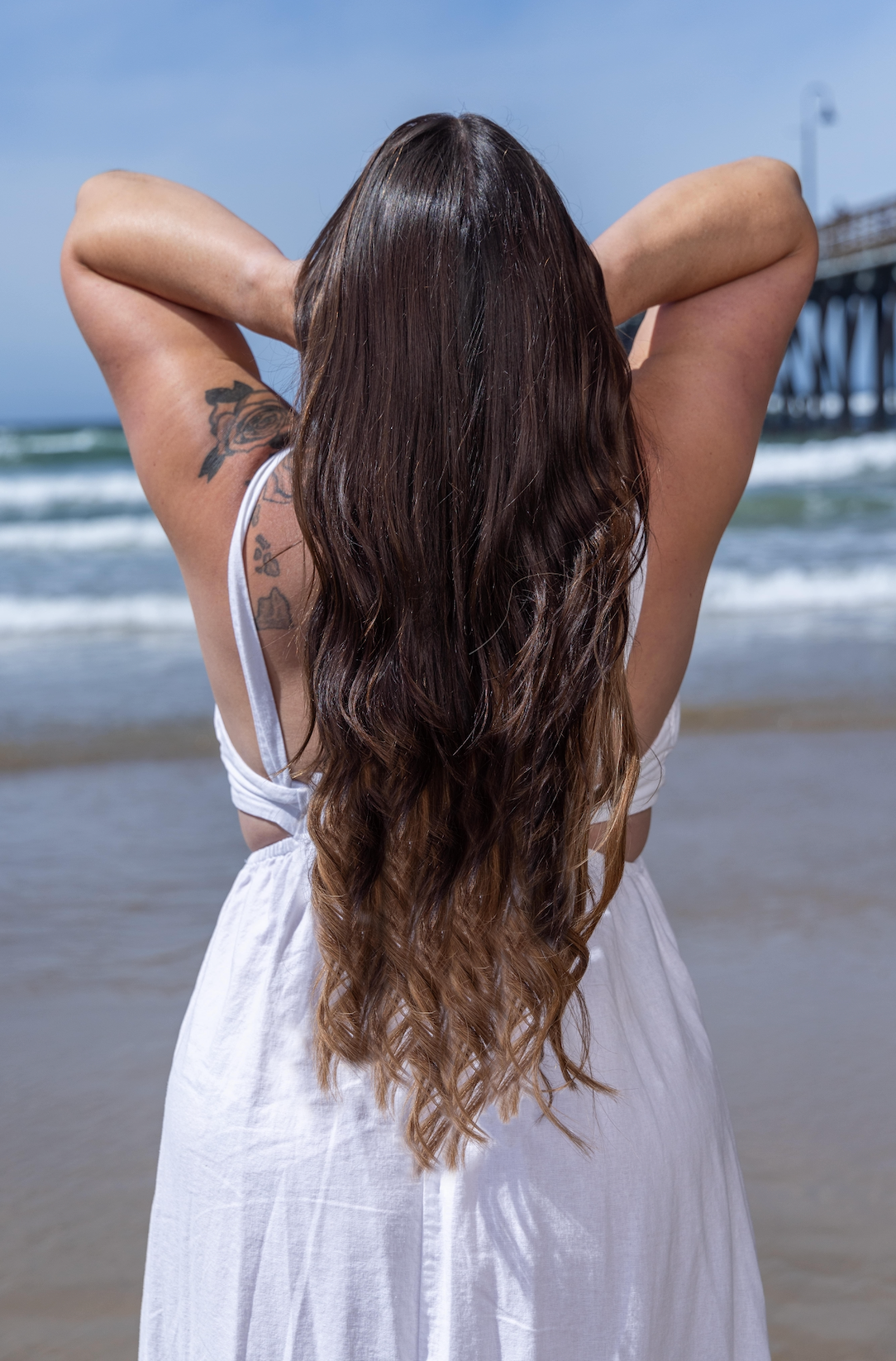 model wearing air extensions