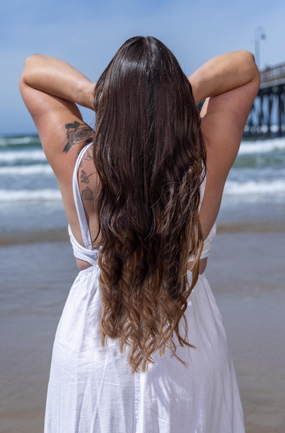 model wearing air extensions